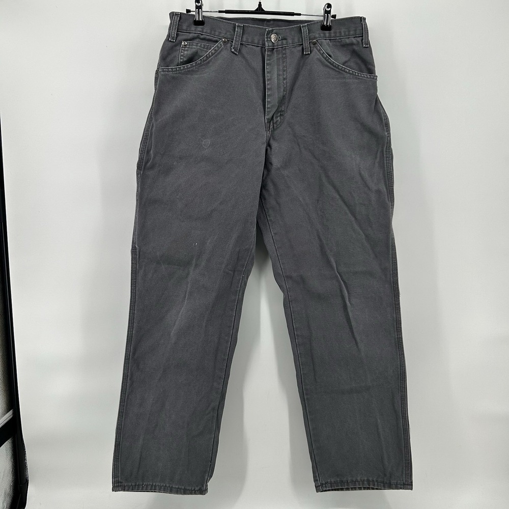 Dickies Relaxed Fit Duck‎ Carpenter Canvas Grey Pants 1939RSL Men's 33x32 Work